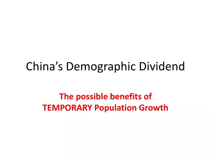 china s demographic dividend