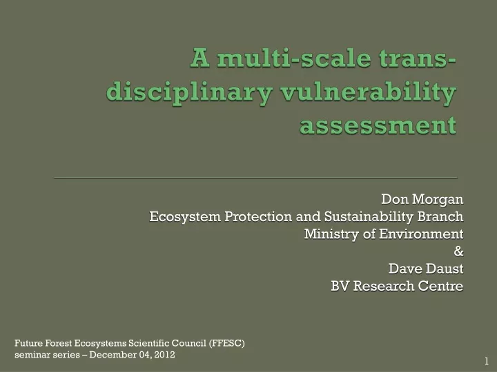 a multi scale trans disciplinary vulnerability assessment