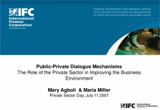 Public-Private Dialogue Mechanisms