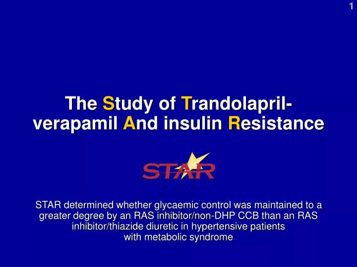 the s tudy of t randolapril verapamil a nd insulin r esistance