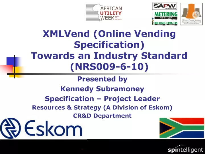 xmlvend online vending specification towards an industry standard nrs009 6 10