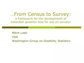 Mitch Loeb USA Washington Group on Disability Statistics