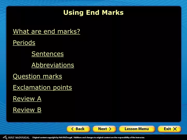 using end marks