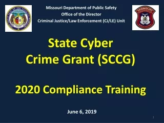 State Cyber  Crime Grant (SCCG)  2020 Compliance Training