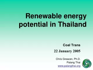 Renewable energy potential in Thailand