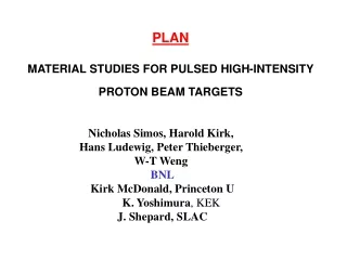 PLAN MATERIAL STUDIES FOR PULSED HIGH-INTENSITY PROTON BEAM TARGETS
