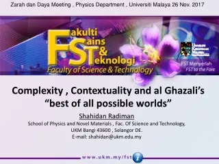 Complexity , Contextuality and al Ghazali’s “best of all possible worlds”