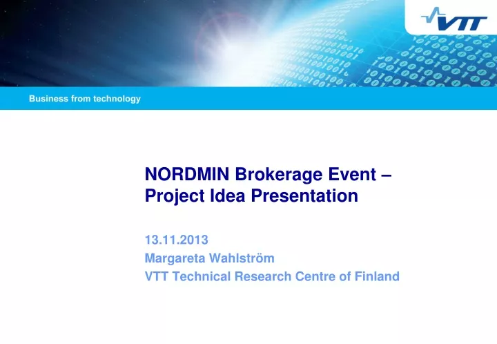 nordmin brokerage event project idea presentation