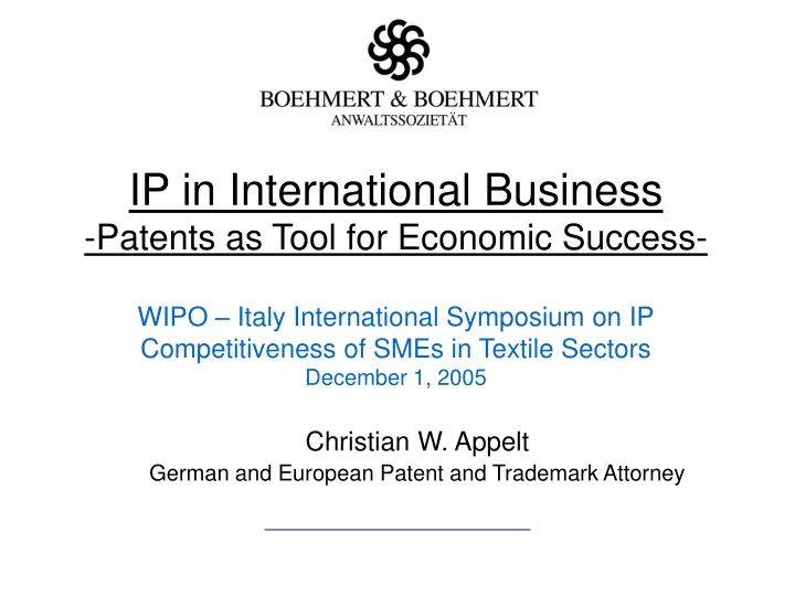 christian w appelt german and european patent and trademark attorney