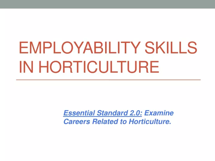 employability skills in horticulture