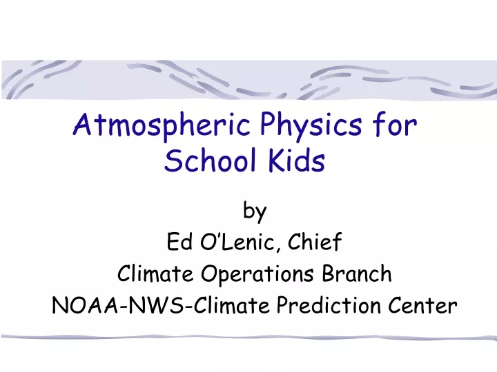 atmospheric physics for school kids