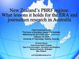 New Zealand’s PBRF regime:  What lessons it holds for the ERA and journalism research in Australia