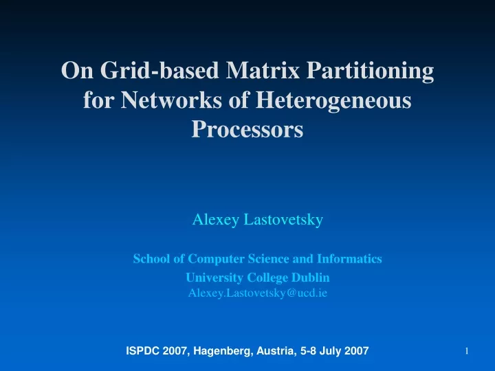 on grid based matrix partitioning for networks