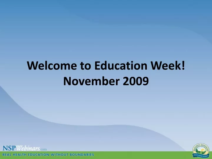 welcome to education week november 2009