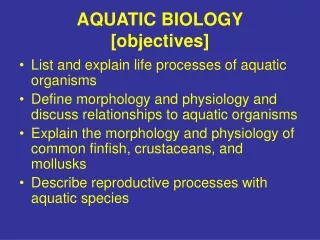 AQUATIC BIOLOGY [objectives]