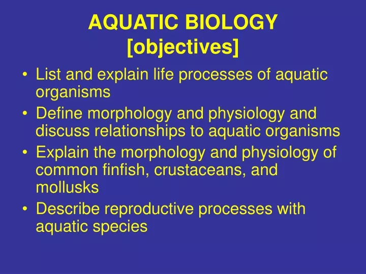 aquatic biology objectives