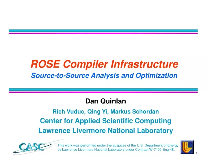 rose compiler infrastructure source to source analysis and optimization