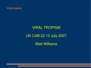 Viral tropism