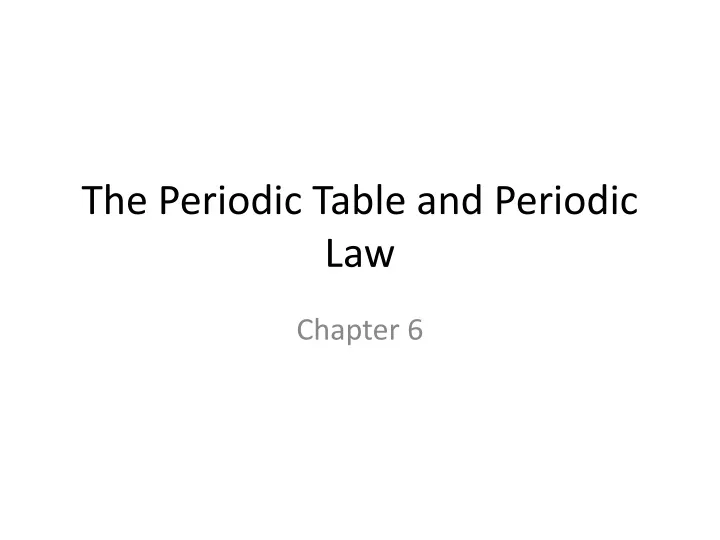 the periodic table and periodic law