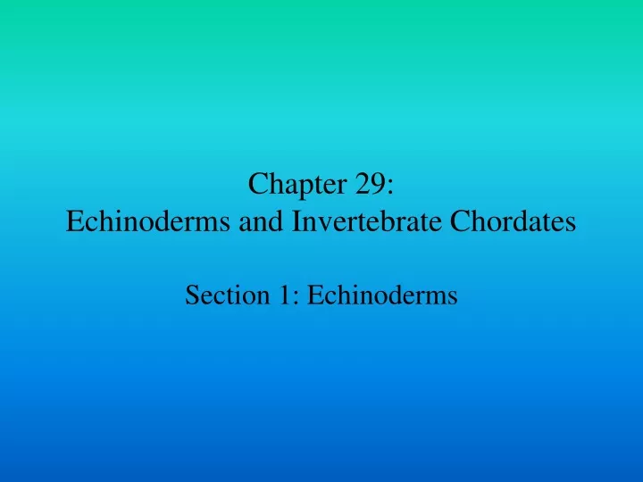 chapter 29 echinoderms and invertebrate chordates