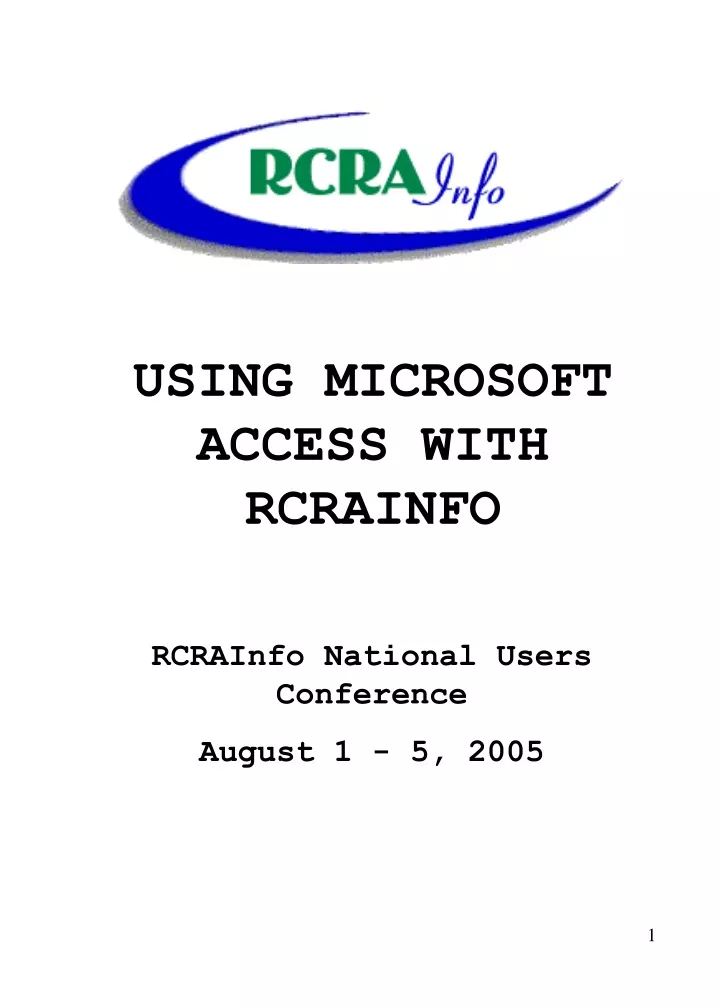 using microsoft access with rcrainfo