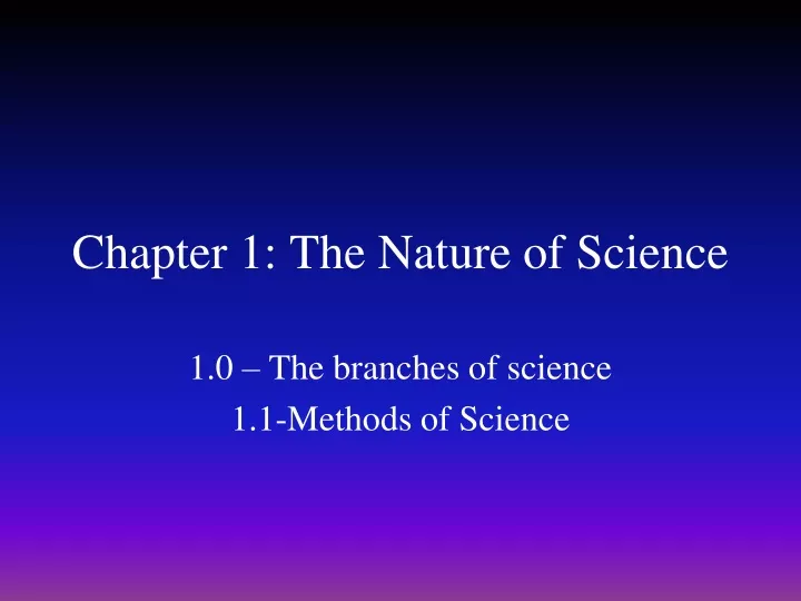 chapter 1 the nature of science