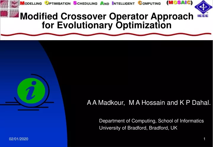 modified crossover operator approach for evolutionary optimization