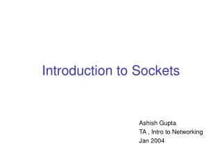 Introduction to Sockets