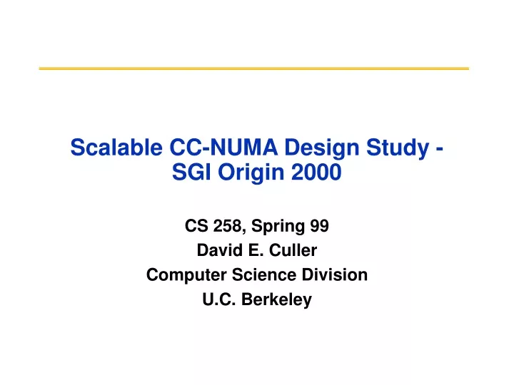 scalable cc numa design study sgi origin 2000