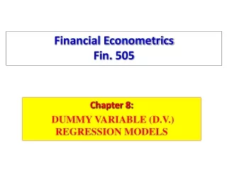 Financial Econometrics Fin.  505
