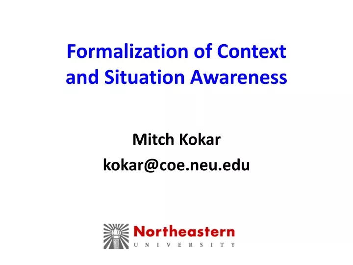 formalization of context and situation awareness