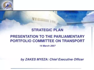 S TRATEGIC PLAN  P RESENTATION TO THE PARLIAMENTARY PORTFOLIO COMMITTEE ON TRANSPORT 14 March 2007