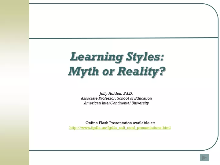 learning styles myth or reality
