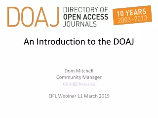 An Introduction to the DOAJ