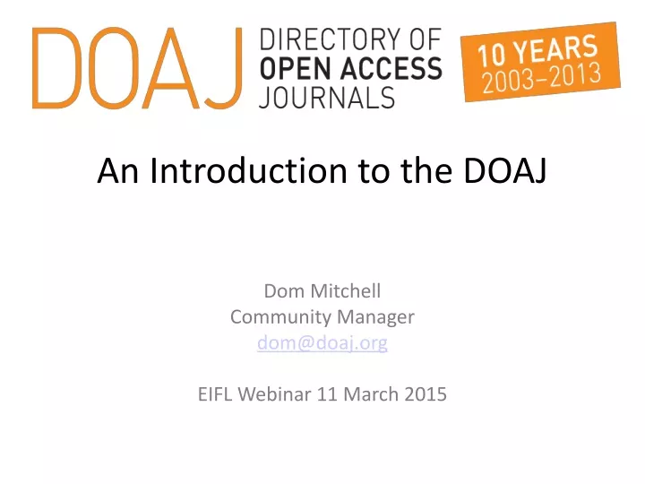 an introduction to the doaj