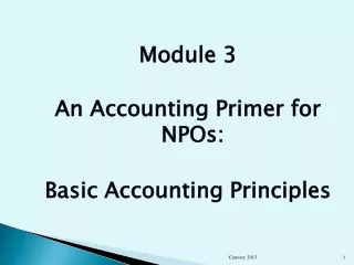 Module 3 An Accounting Primer for NPOs: Basic Accounting Principles