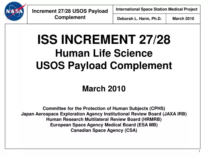 iss increment 27 28 human life science usos