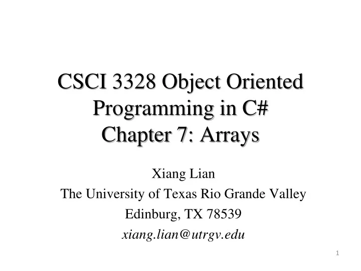 csci 3328 object oriented programming in c chapter 7 arrays
