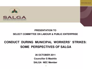 PRESENTATION TO SELECT COMMITTEE ON LABOUR &amp; PUBLIC ENTERPRISE