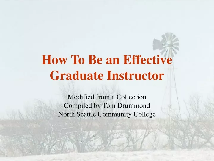 how to be an effective graduate instructor