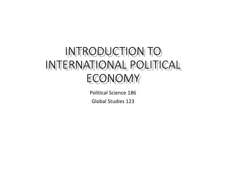 introduction to international political economy