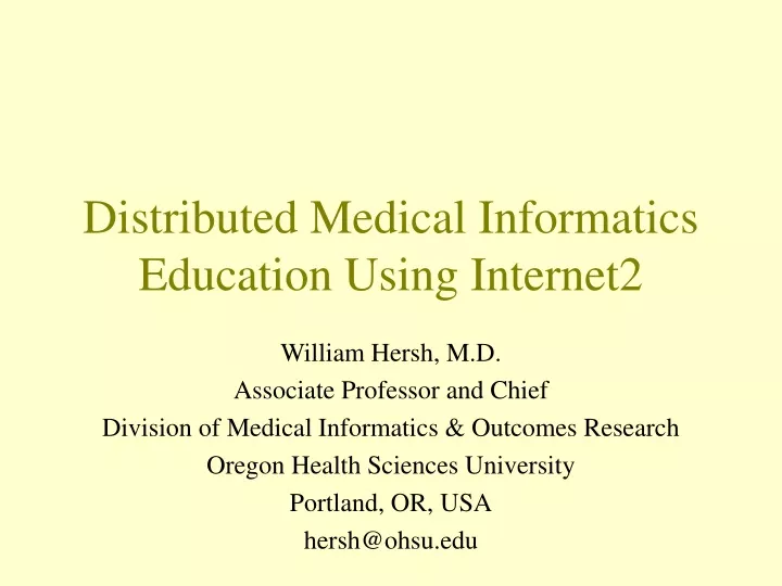distributed medical informatics education using internet2