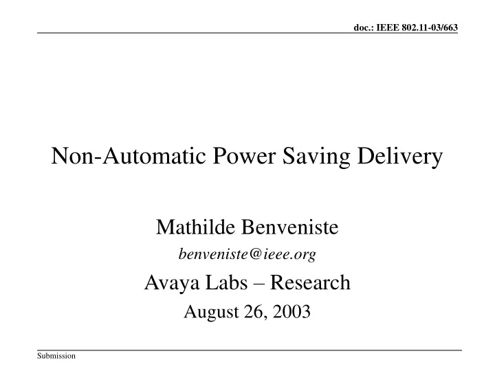 non automatic power saving delivery