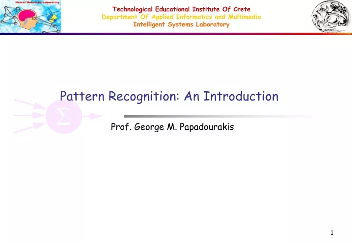 pattern recognition an introduction