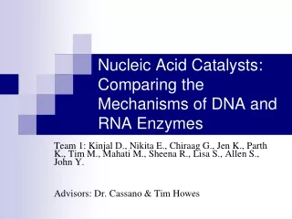 Nucleic Acid Catalysts: Comparing the Mechanisms of DNA and RNA Enzymes