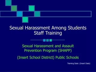 Sexual Harassment Among Students Staff Training