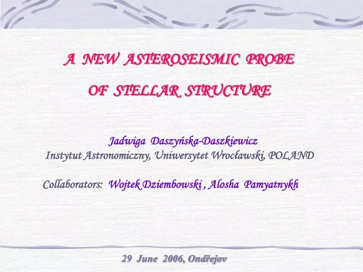 a new asteroseismic probe of stellar structur e