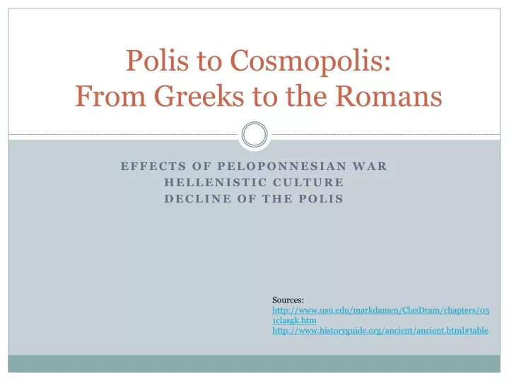 polis to cosmopolis from greeks to the romans