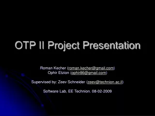 OTP II Project Presentation