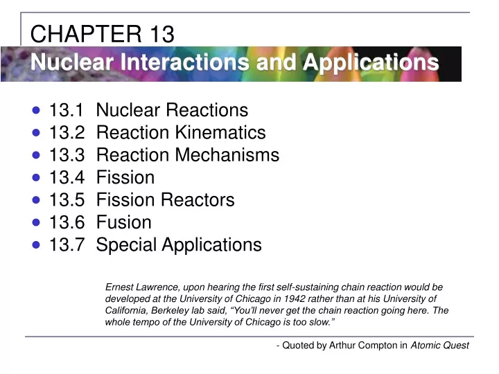 chapter 13 nuclear interactions and applications
